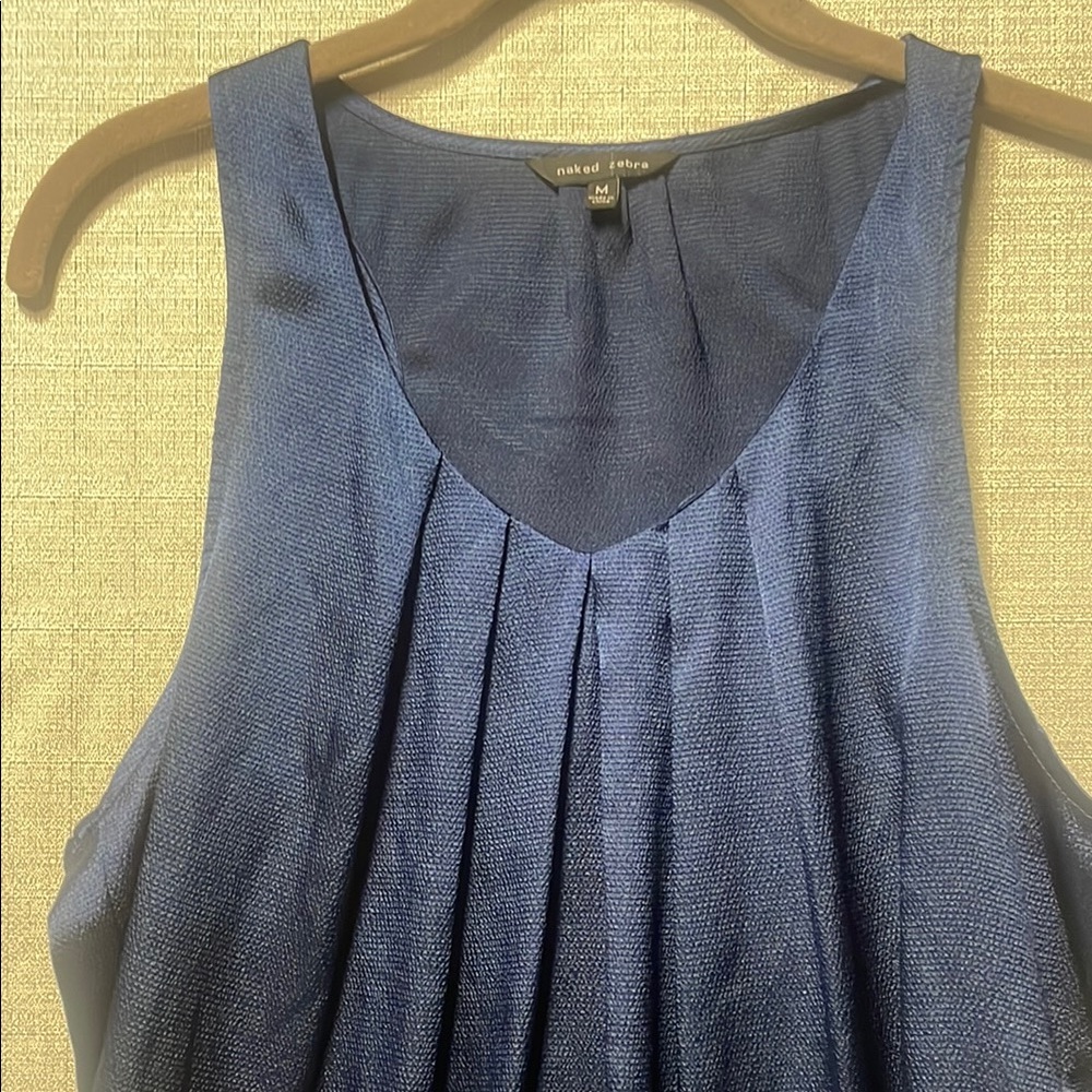 Naked Zebra Gray Pleated Sleeveless Tank Top